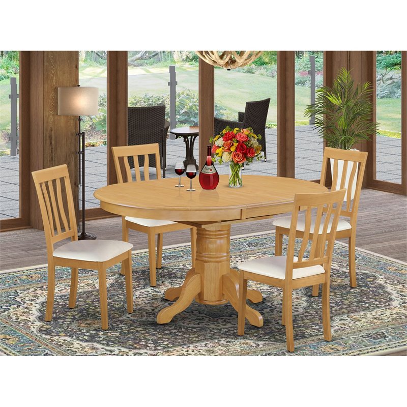 Pemberly Row 5-Piece Rubberwood Dining Set in Light Oak Finish
