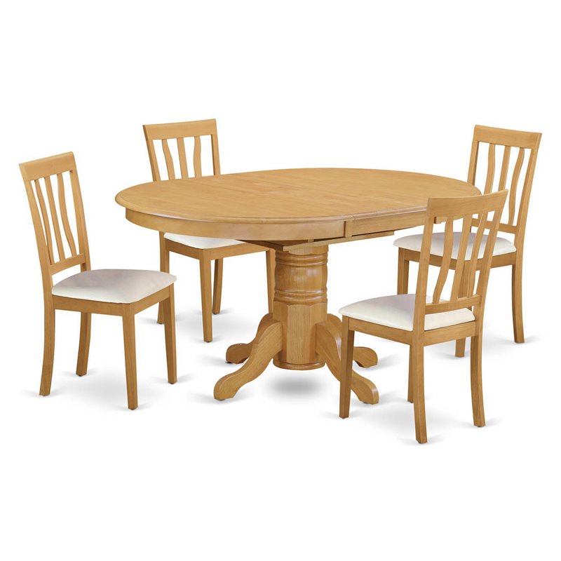 Pemberly Row 5-Piece Rubberwood Dining Set in Light Oak Finish
