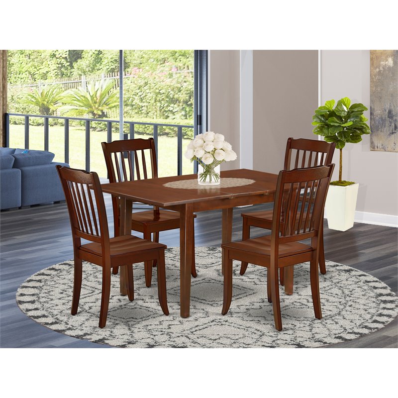 Pemberly Row 5-Piece Mahogany Dining Set with Wood Chairs and Seats