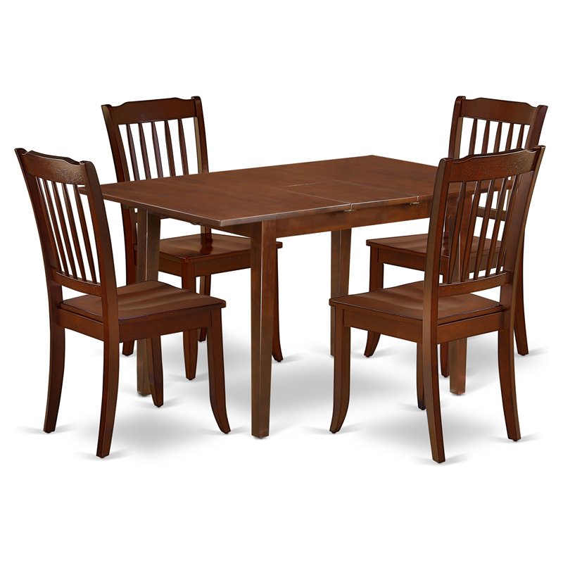 Pemberly Row 5-Piece Mahogany Dining Set with Wood Chairs and Seats