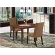 Pemberly Row 3-Piece Mahogany Dining Set with Brown Beige Fabric Chairs