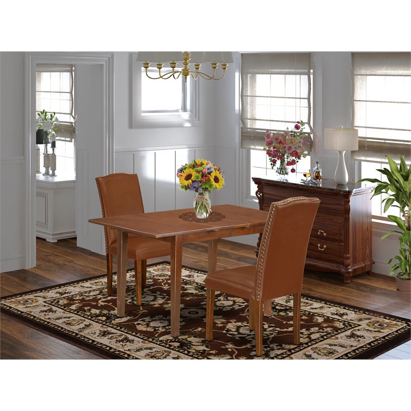 Pemberly Row 3-Piece Mahogany Dining Set with Upholstered Chairs