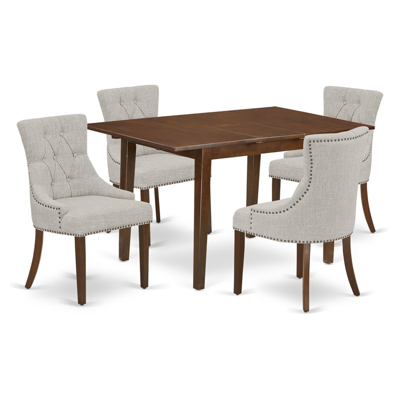 Pemberly Row 5-Piece Mahogany Wood Dining Set with Doeskin Upholstery