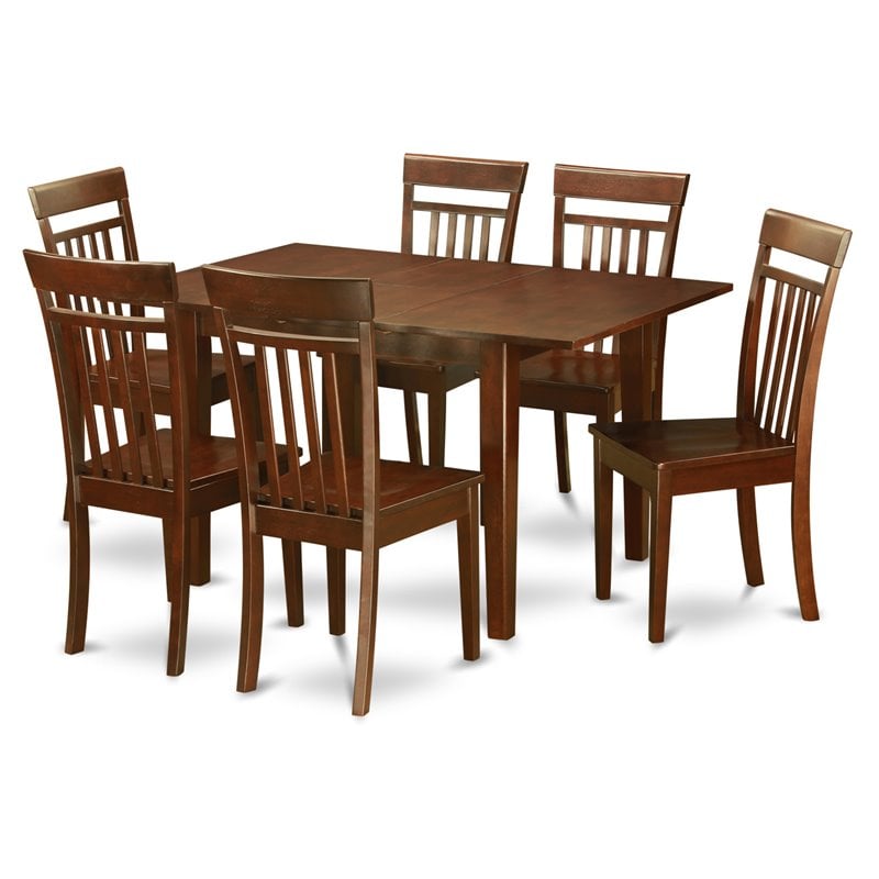 Pemberly Row 7-Piece Dining Set with Wood Seat and Mahogany Finish