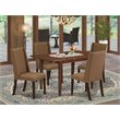 Pemberly Row 5-Piece Wood Dining Set with Mahogany Finish and Parson Chairs