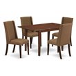 Pemberly Row 5-Piece Wood Dining Set with Mahogany Finish and Parson Chairs