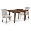Pemberly Row 3-Piece Wood Dining Set with Mahogany and Doeskin Finish