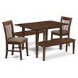 Pemberly Row 5-Piece Asian Wood Dining Table with Benches in Mahogany