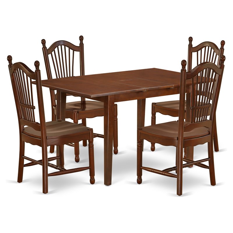 Pemberly Row 5-Piece Asian Hardwood Dining Set in Mahogany Finish