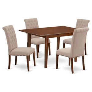 Pemberly Row 5-Piece Wood Dining Set in Mahogany Finish with Chairs