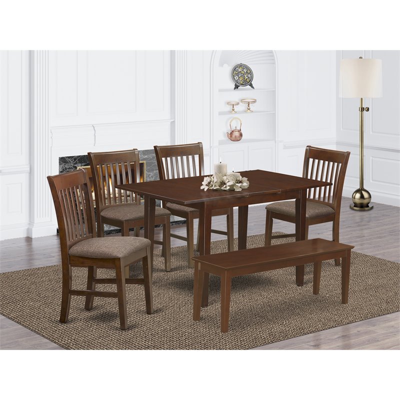 Pemberly Row 6-Piece Traditional Wood Dining Table Set in Mahogany