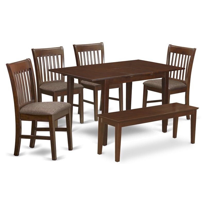 Pemberly Row 6-Piece Traditional Wood Dining Table Set in Mahogany