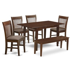 Pemberly Row 6-Piece Traditional Wood Dining Table Set in Mahogany
