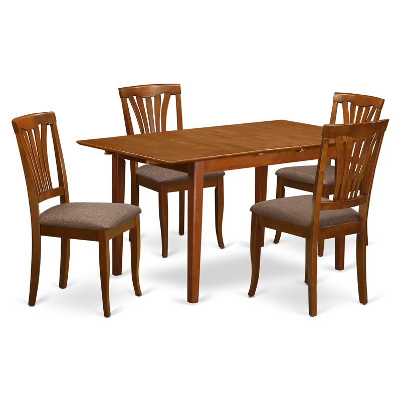 Pemberly Row 5-Piece Wood Dining Set with Saddle Brown Finish