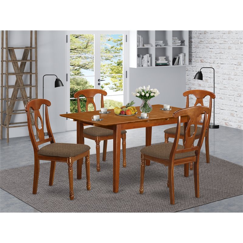 Pemberly Row 5-Piece Wood Kitchen Set with Saddle Brown Finish