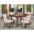 Pemberly Row 5-Piece Wood Dining Set with Mahogany and Beige Finish
