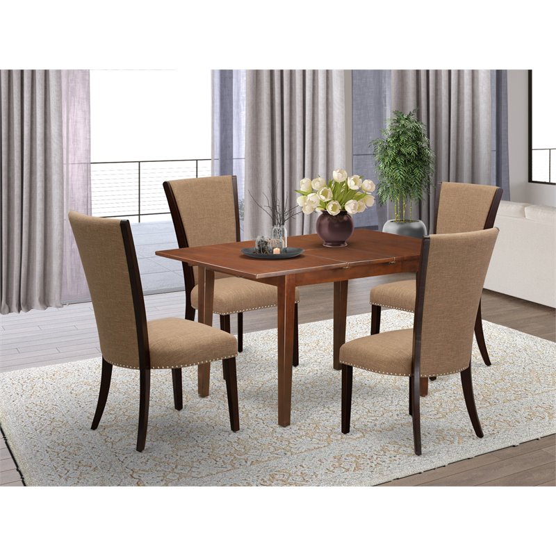 Pemberly Row 5-Piece Wood Table and Dining Chairs Set in Mahogany