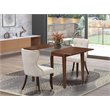 Pemberly Row 3-Piece Wood Dining Set with Linen Seats in Mahogany
