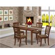 Pemberly Row 5-Piece Mahogany Dining Set with Linen Cushion Seats