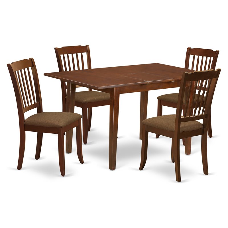 Pemberly Row 5-Piece Mahogany Dining Set with Linen Cushion Seats