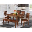 Pemberly Row 6-Piece Wood Kitchen Set with Mahogany Finish and Bench