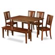 Pemberly Row 6-Piece Wood Kitchen Set with Mahogany Finish and Bench