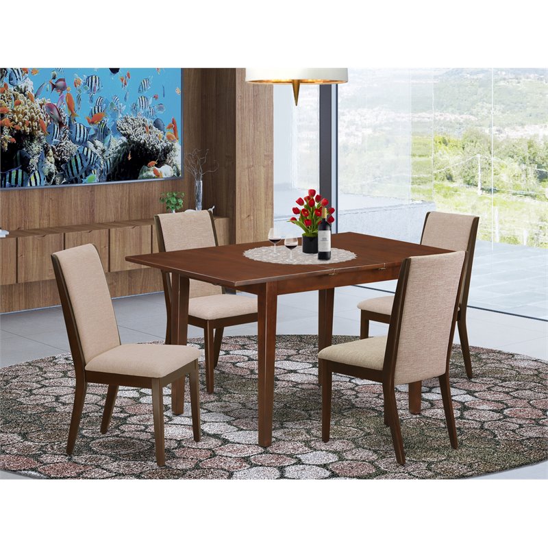 Pemberly Row 5-Piece Mahogany Dining Set with Upholstered Chairs