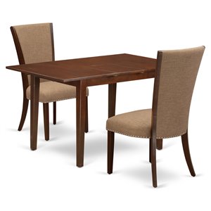 Pemberly Row 3-Piece Wood Dining Set with Table and Chairs in Mahogany