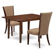 Pemberly Row 3-Piece Wood Dining Set with Table and Chairs in Mahogany