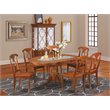 Pemberly Row 7-Piece Saddle Brown Wood Dining Table Set with Chairs
