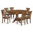 Pemberly Row 7-Piece Wood Dining Set with Saddle Brown Finish