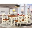Pemberly Row 7-Piece Dining Set with X-Back Chairs in Buttermilk/Cherry