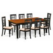Pemberly Row 9-Piece Dining Set with Butterfly Leaf and Rubberwood Frame