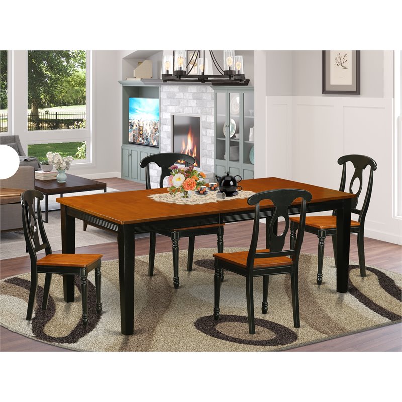 Pemberly Row 5-Piece Wood Dining Set in Black and Cherry Finish