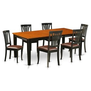 Pemberly Row 7-Piece Wood Dining Table Set with Black and Cherry Finish
