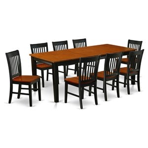 Pemberly Row 9-Piece Rectangular Wood Dining Set in Black and Cherry