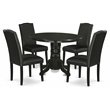 Pemberly Row 5-Piece Wood Dining Table Set in Black and PU Leather