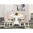 Pemberly Row 5-Piece Wood Dining Table Set with Linen Fabric Chairs