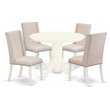 Pemberly Row 5-Piece Wood Dining Table Set with Linen Fabric Chairs