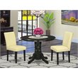 Pemberly Row 3-Piece Wood Dining Set with PU Leather Chairs in Black/Eggnog