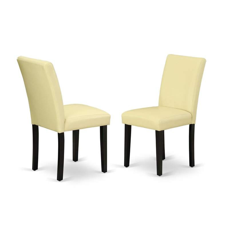 Pemberly Row 3-Piece Wood Dining Set with PU Leather Chairs in Black/Eggnog