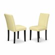 Pemberly Row 3-Piece Wood Dining Set with PU Leather Chairs in Black/Eggnog