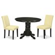 Pemberly Row 3-Piece Wood Dining Set with PU Leather Chairs in Black/Eggnog