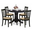 Pemberly Row 5-Piece Wood Dining Set with Linen Upholstered Seats