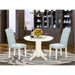 Pemberly Row 3-Piece Wood Dining Set in Linen White & Baby Blue Finish
