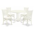 Pemberly Row 5-Piece Round Wood Dining Table Set in Linen White Finish