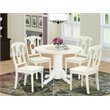 Pemberly Row Round 5-Piece Wood Dining Set with Linen White Finish