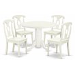 Pemberly Row Round 5-Piece Wood Dining Set with Linen White Finish