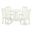 Pemberly Row 5-Piece Wood Dining Set with Slatted Chairs in White