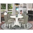 Pemberly Row 5-Piece Dining Set in Linen White and Dark Shitake